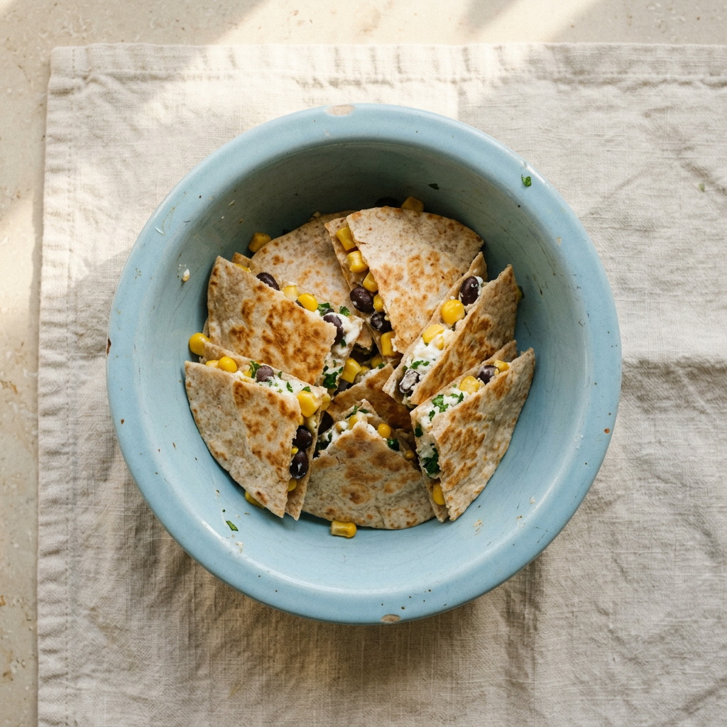 Mais-Frischkäse-Quesadilla mit Schwarzen Bohnen