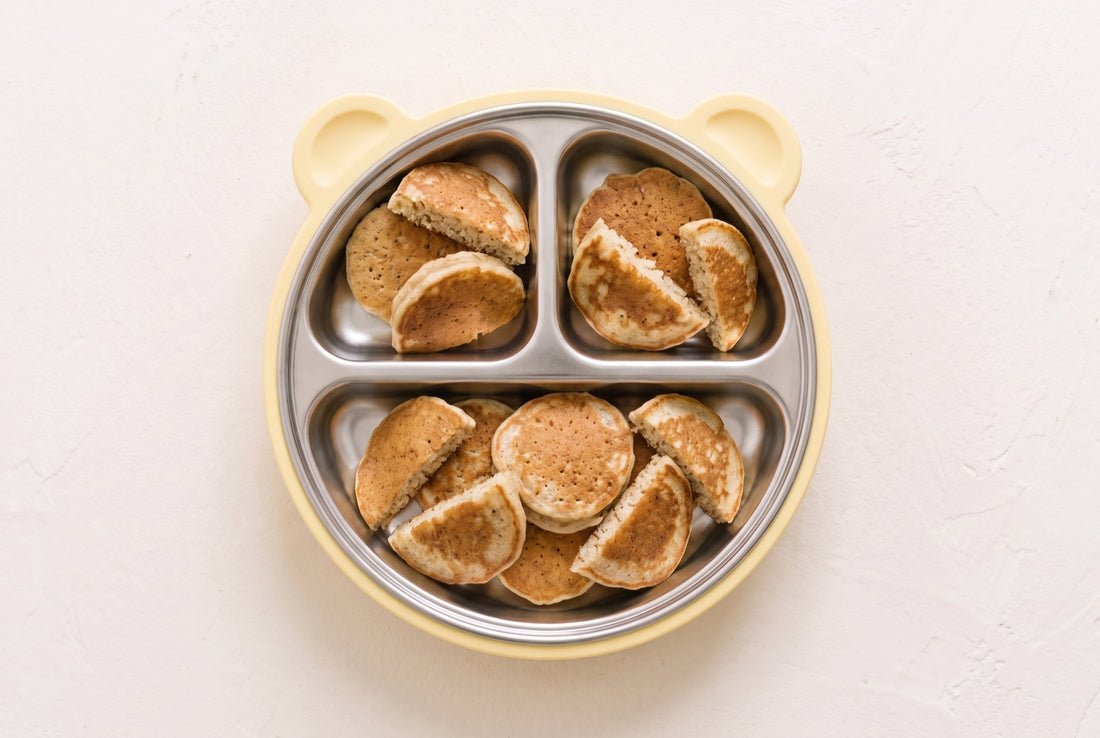 Pancakes für Babys: Ohne Ei &amp; Zuckerzusatz (vegan, mit DHA-Boost) – fertiges Gericht von oben