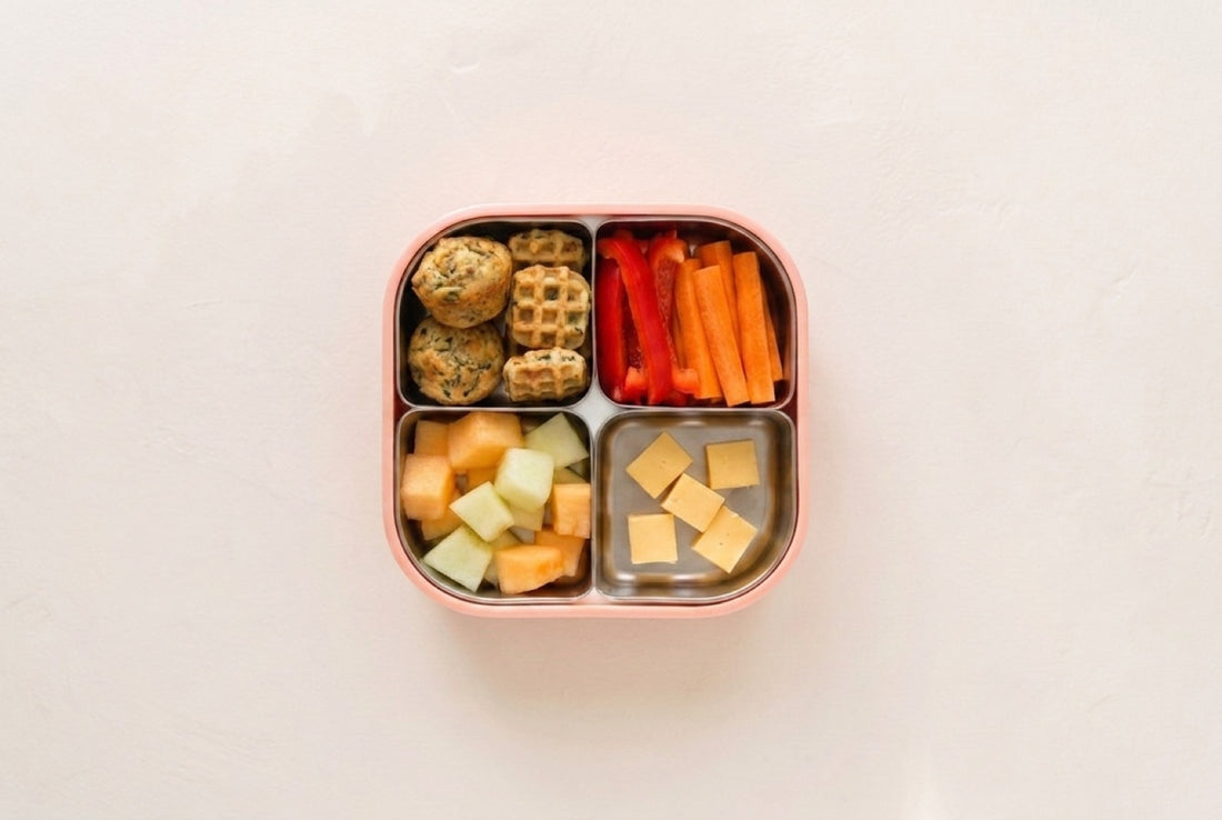 Herzhafte Muffins &amp; Waffeln für die Lunchbox (ab 1 Jahr) – fertiges Gericht von oben